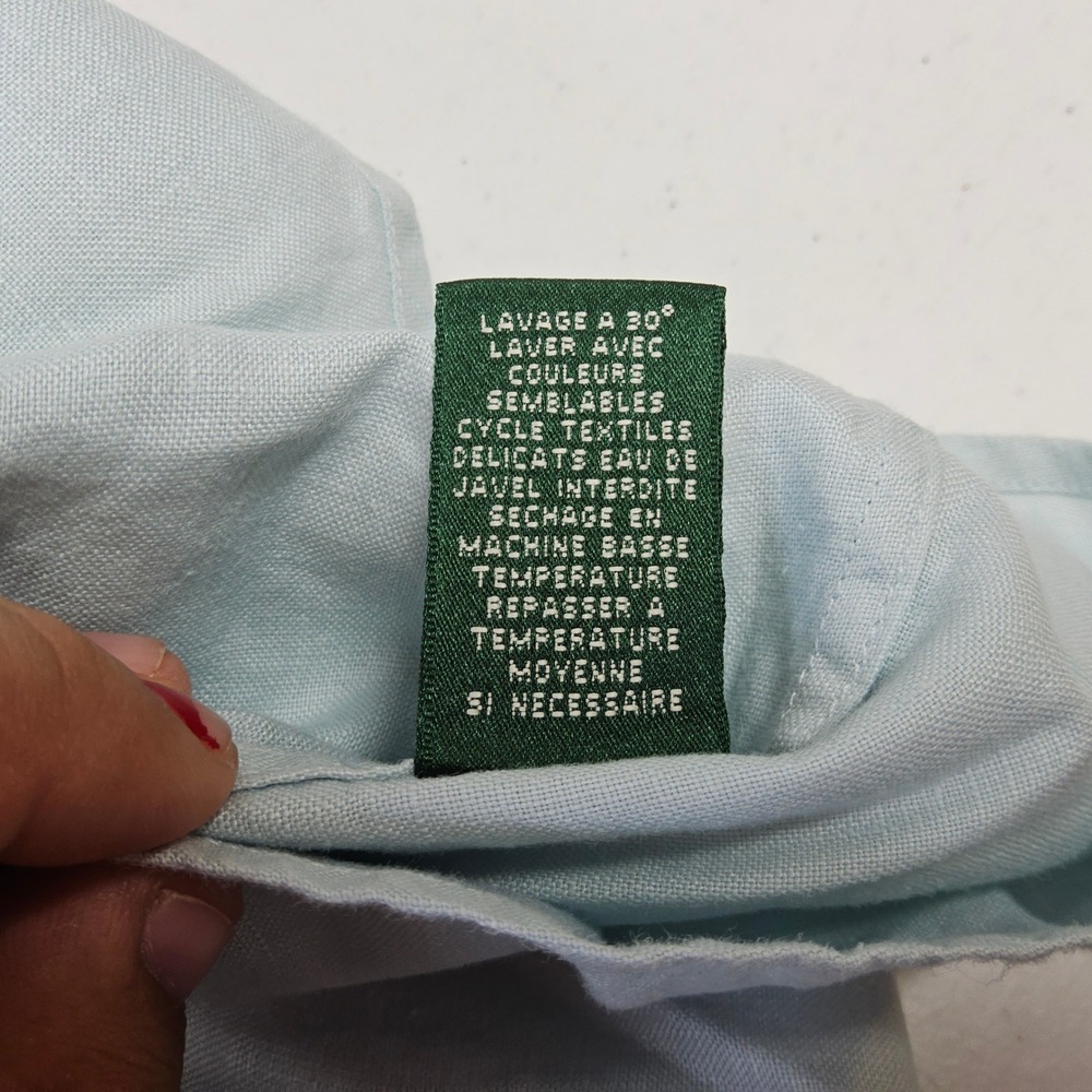Lauren Ralph Lauren Linen Button Down Shirt Womens XL Light Blue Roll Tab Sleeve - Picture 11 of 12